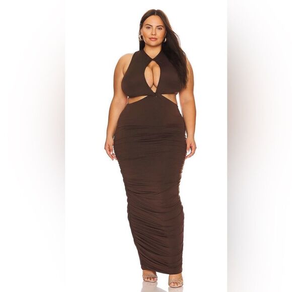 REMI x REVOLVE Hannah Maxi Dress in Chocolate size 2 X - Picture 3 of 13